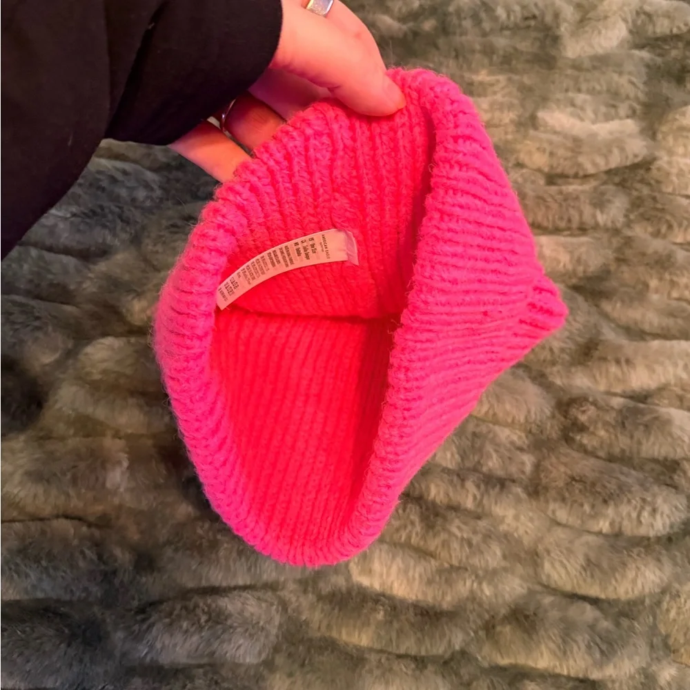 American Eagle | Hot Pink Ribbed Knit Chunky Beanie